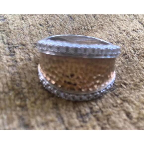 Jewelry - ESPO  Hammered Design Two-Tone Ring with Sparkling Accents CZ 925